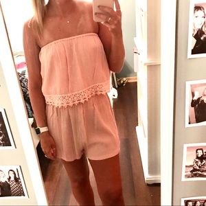 Light Pink Strapless Romper